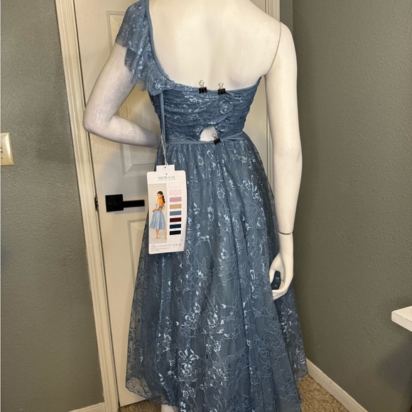 Mori Lee Bridesmaid, Social, Formal, Prom Dresses, size 12 Color Slate Blu - Picture 10 of 15